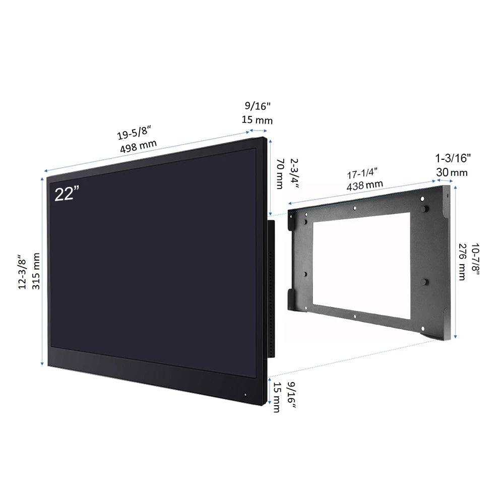 Souria 22.1 inches Smart Black Color Waterproof Bathroom LED TV for Luxury Hotel SPA Kitchen TV Bluetooth Android New