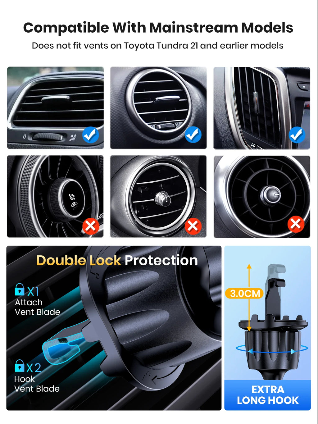 TOPK Magnetic Air Vent Car Phone Holder [Strong Magnet] Car Vent Mount Phone Stand Compatible with iPhone15 14 13 Samsung Xiaomi