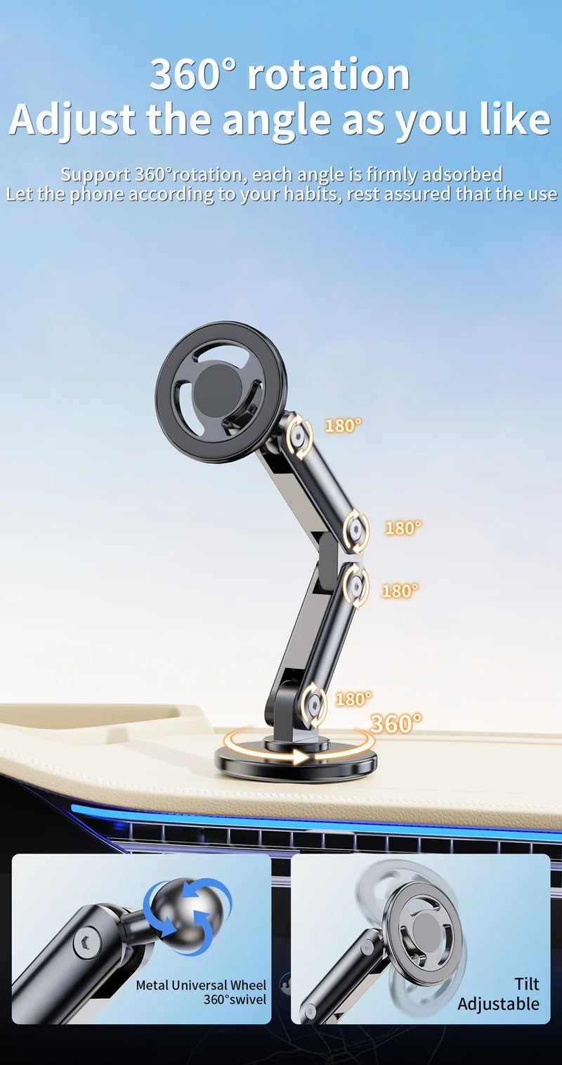 Universal Metal Car Magnetic Semiconductor Cooling Phone Holder RGB Light 3 Level Adjustable for iPhone 16 15 14 13 12 Samsung