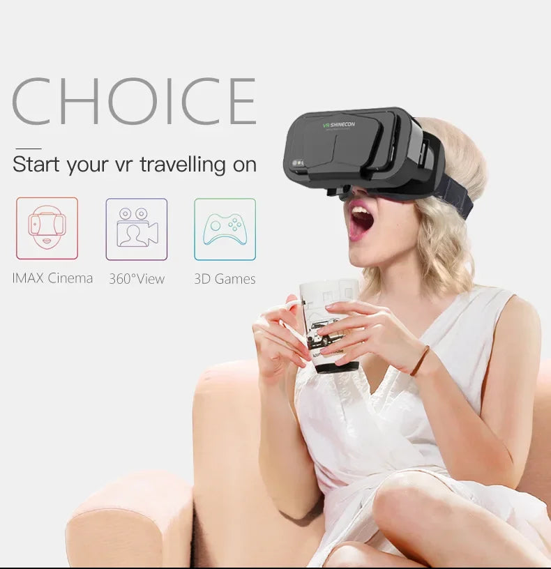 Shinecon Viar 3D VR Glasses Virtual Reality Device Helmet Lenses Headset Goggle Smart For Smartphone Cell Phone Mobile Realidade