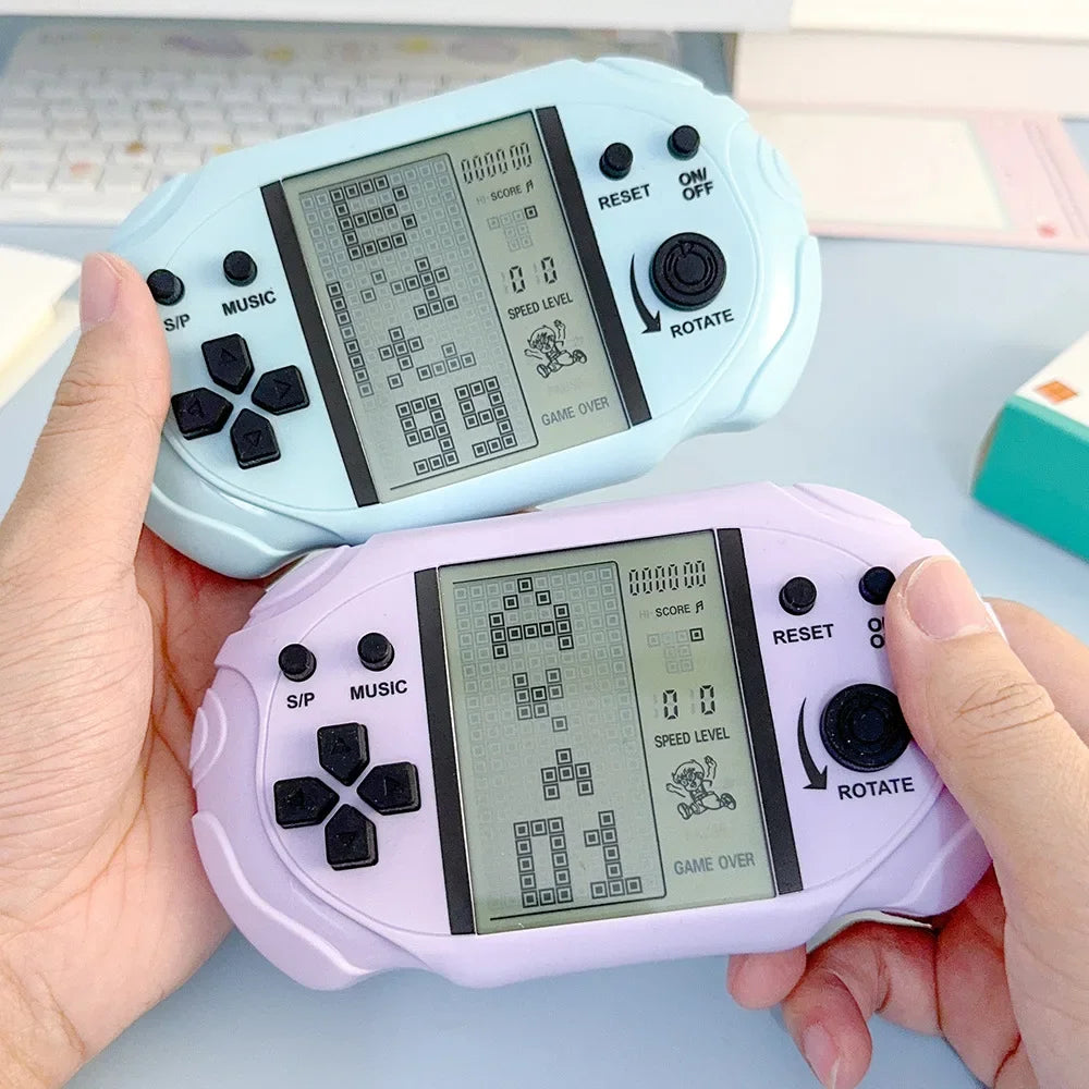 1/2/3 PCS Popular Kawaii Pastel Handheld Tetris Game Console Design Large Display Retro Pocket Game Ornament Backpack Decor Toy