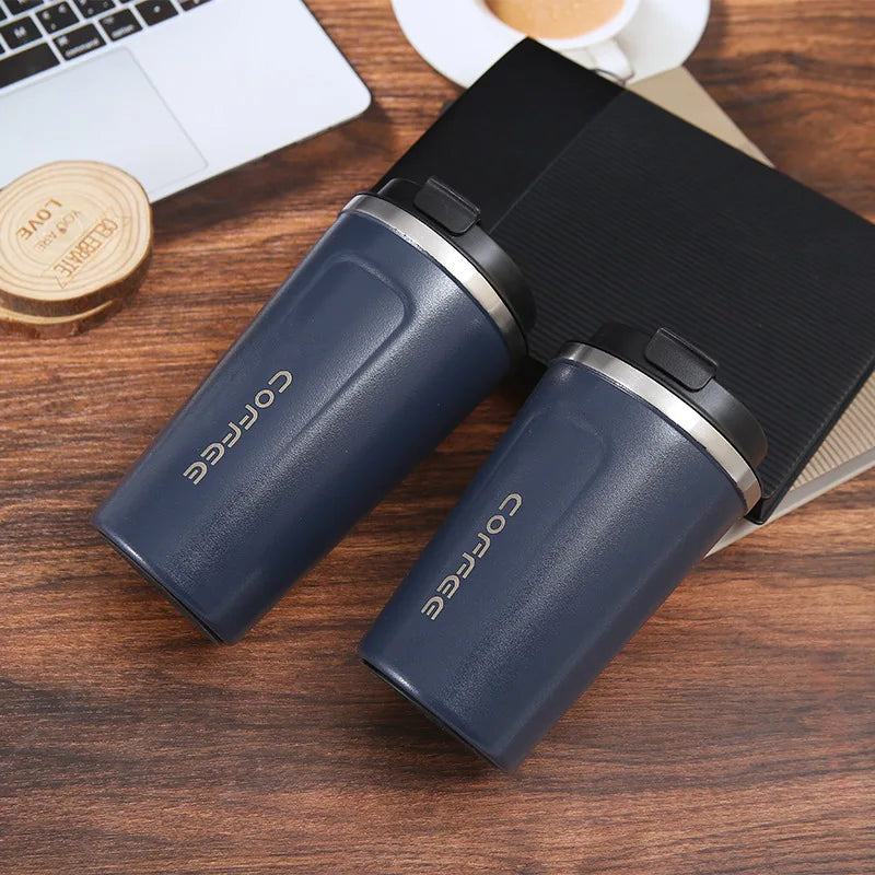 Thermo Cafe Coffee Mug Car Thermos Mug 380/510ML Leak_Proof Travel Thermo Cup for Tea Water Coffee Double Stainless Steel