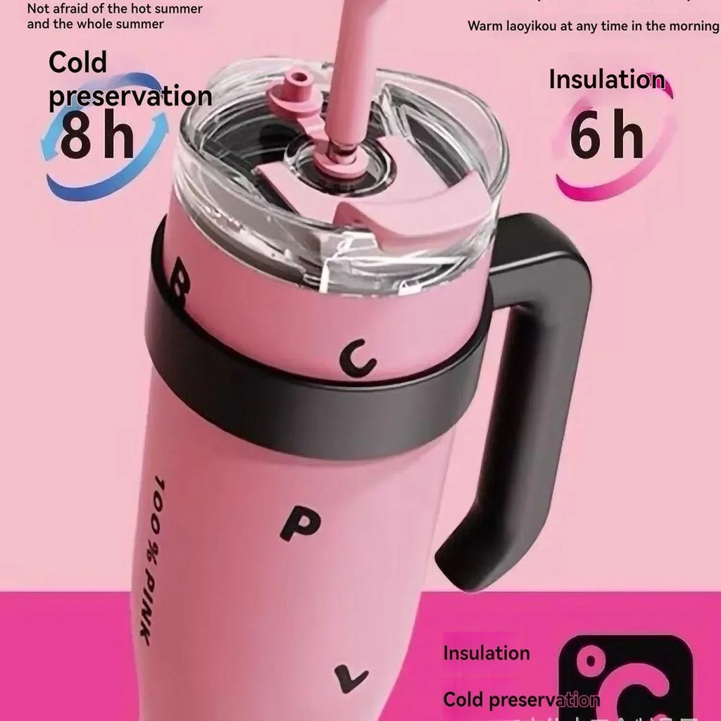 1200ML Stainless Steel Vacuum Insulated Tumbler Large-capacity Water Bottle Thermos Straw Cup Outdoor Travel Drinkware Kettle