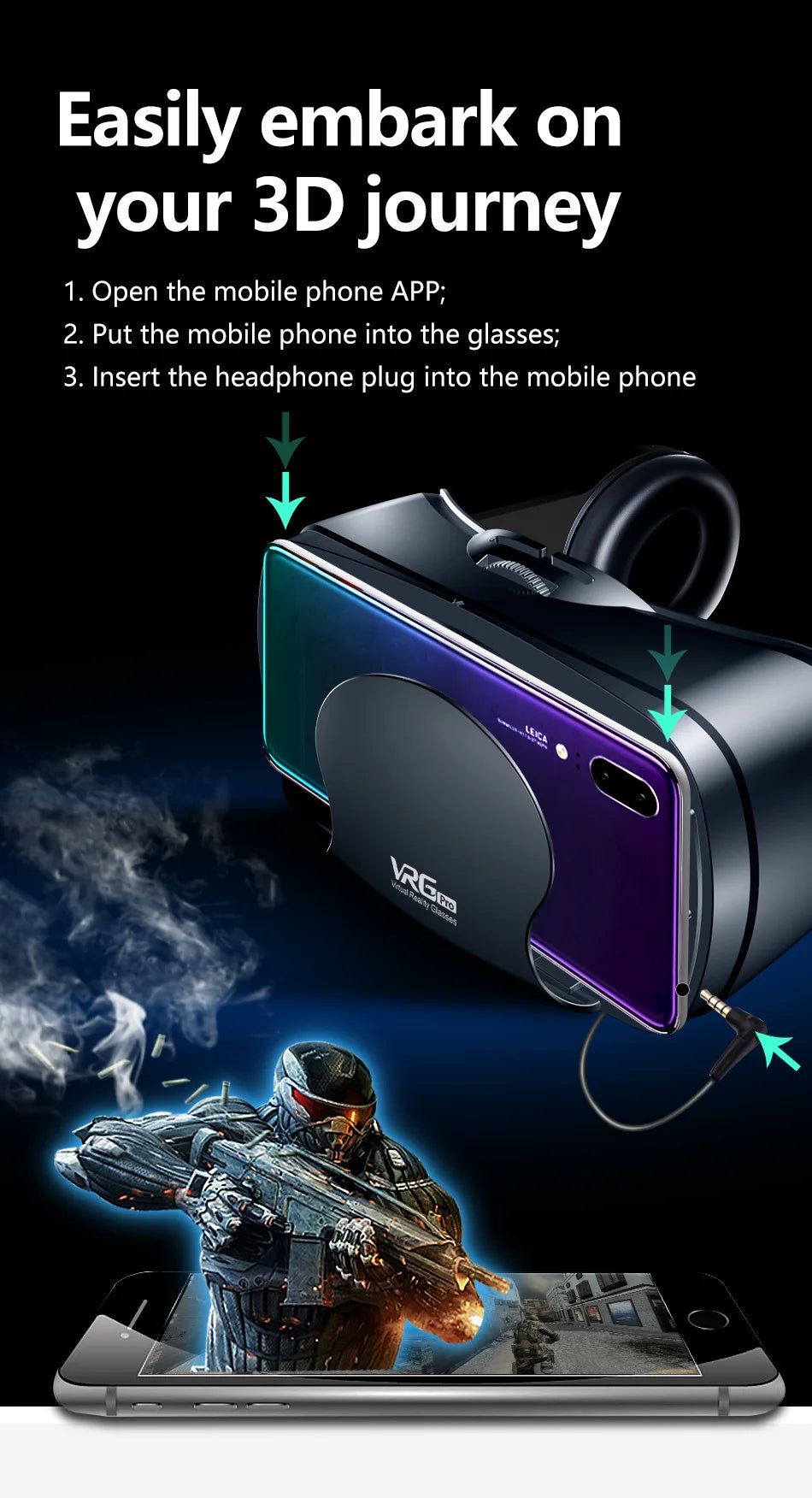 Cell Phone Virtual Reality 3D VR Glasses Helmet Headset Devices Lenses Goggle Smart Smartphone Mobile Realidade Game Viewer Viar