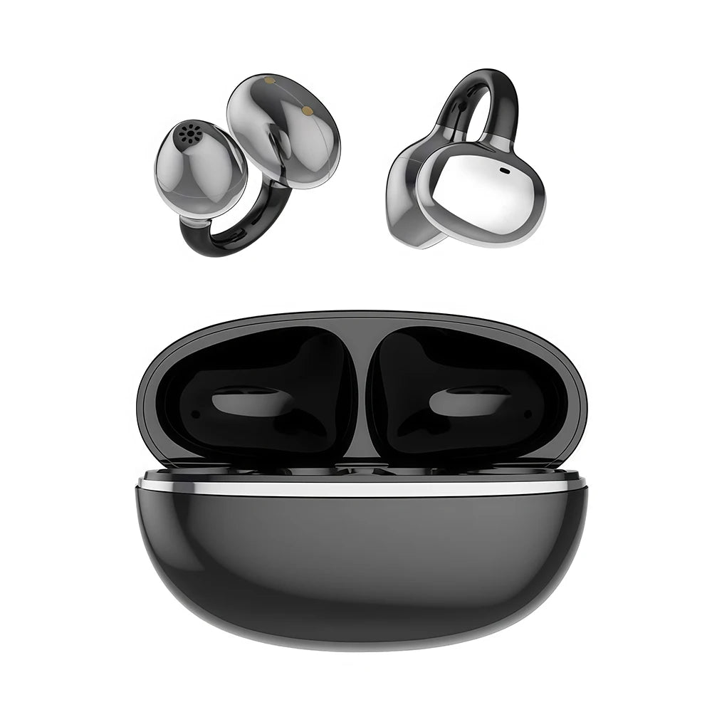 NEW Bluetooth 5.3 Wireless Bone Conduction Headphones Clip Ear Music Noise Canceling Headset HD Call Sports Gaming Earphone