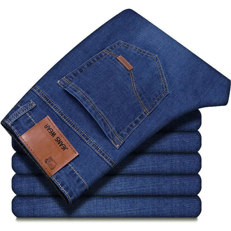 2025 New Business Men's Jeans Casual Comfortable Straight Stretch Fashion male Classic Premium Blue Black Denim trousers