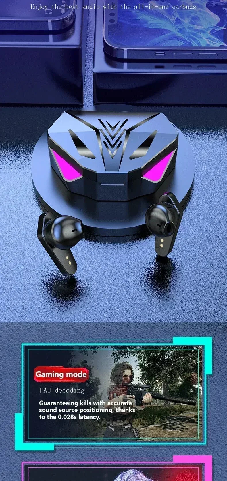 New TWS headset Bluetooth wireless gamer headset gamer with microphone hands-free apply to smartphones