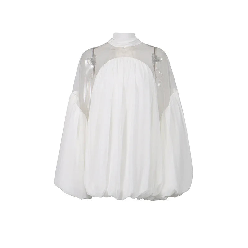 French Design Women's Shirt 2026 Summer New Off-the-shoulder Lantern Sleeves Solid Color Sweet Y2k Loose Versatile Shirts Ladies