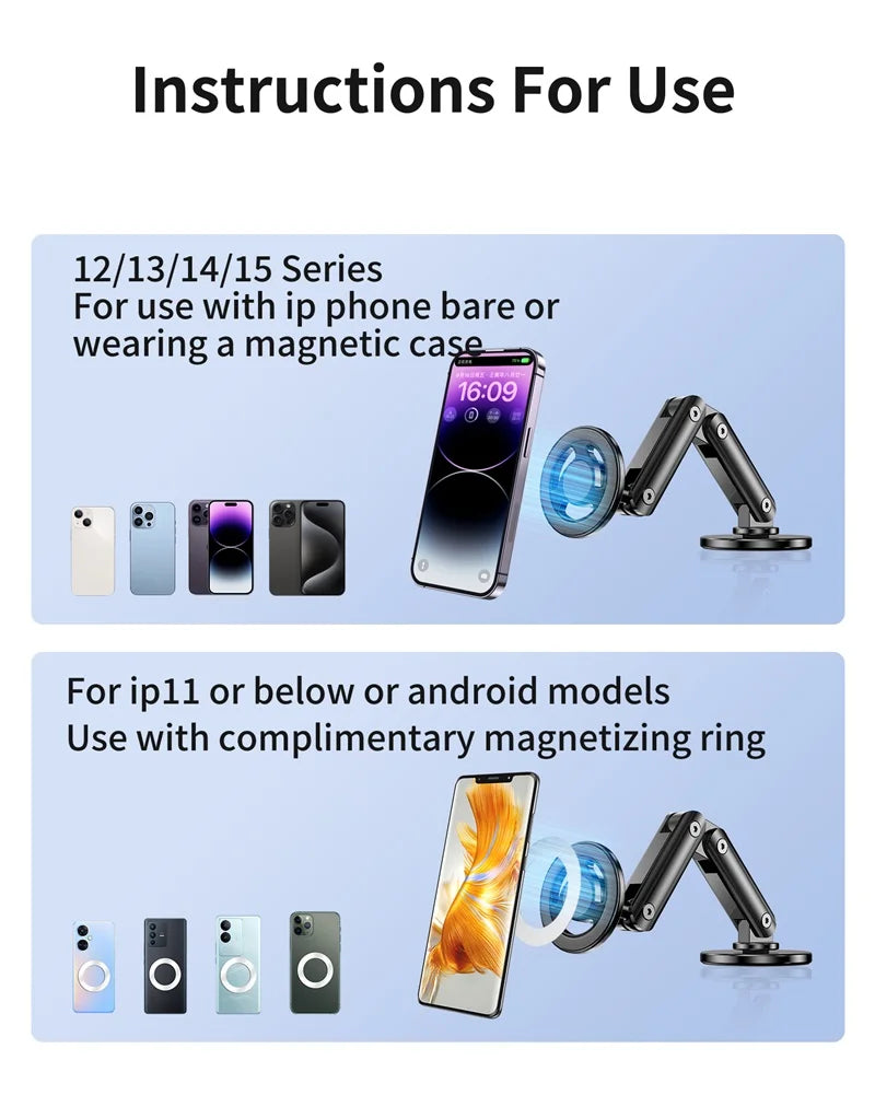 Universal Metal Car Magnetic Semiconductor Cooling Phone Holder RGB Light 3 Level Adjustable for iPhone 16 15 14 13 12 Samsung