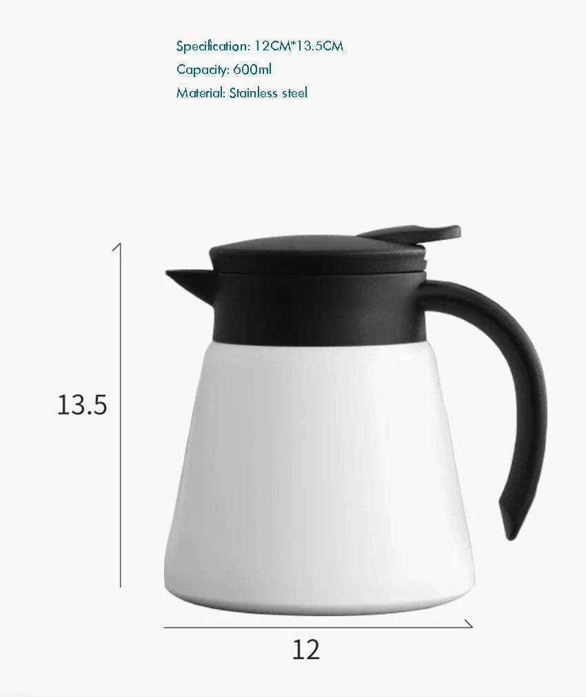 600ml Stainless Steel Thermal Coffee Carafe Double Wall Thermos Carafes for Home, Office, Keep Beverages Hot - garrafa térmica
