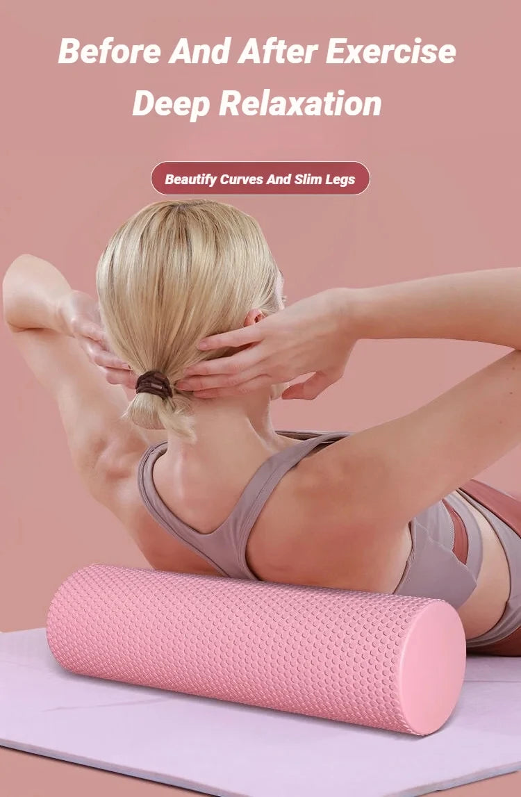 Hexagonal Yoga Roller: EVA Foam Cylinder (Diameter 9.5cm, Length 29.7cm) for Pilates and Home Workouts