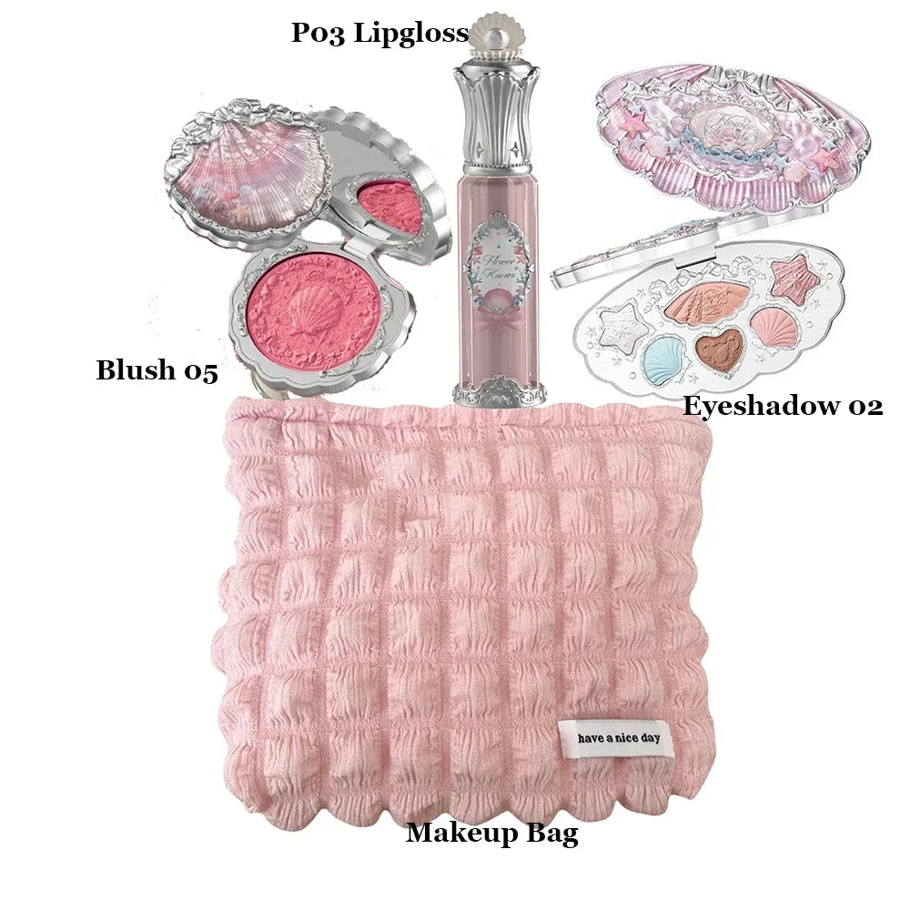 Flower knows bunny Collection Makeup Set Eyeshadow Palette Blush Lip Gloss Makeup Bag Matte Glow Shimmer Eye Shadow Kit