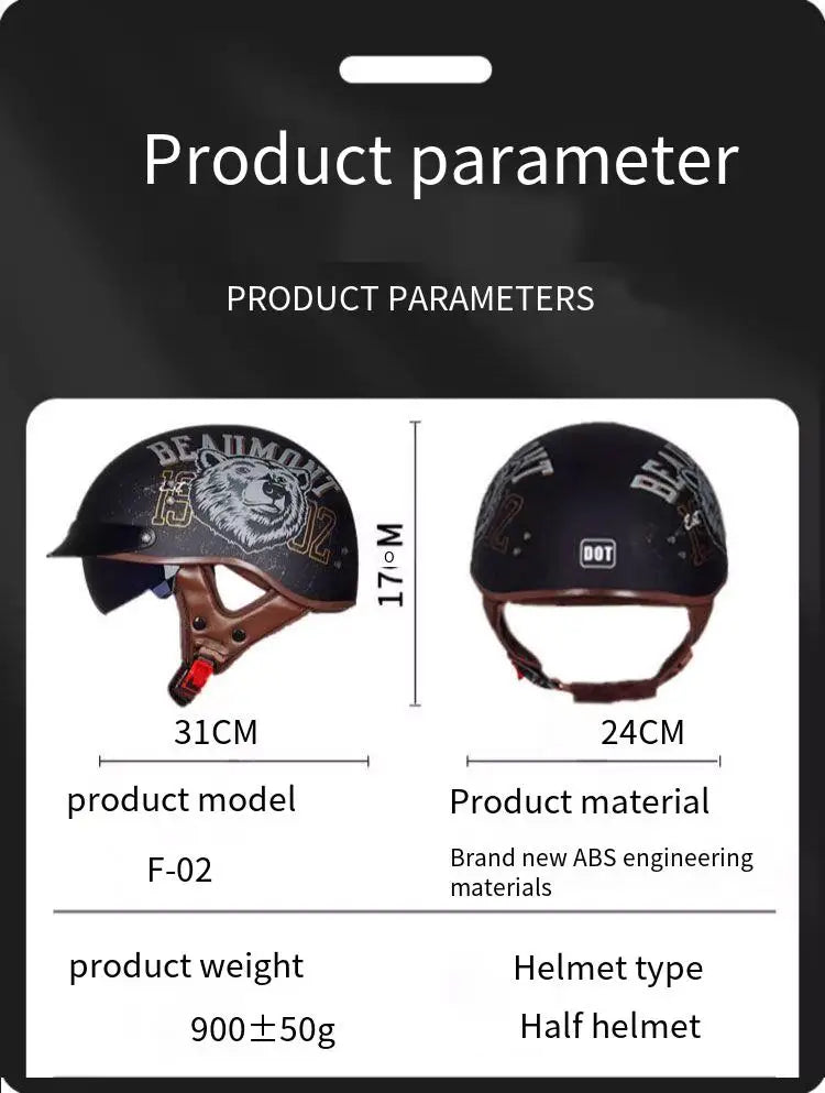 New Standard Electric Motorcycle Helmet Four Seasons Universal Retro Half Helmet Cruise Motorcycle Helmet for Men and Women