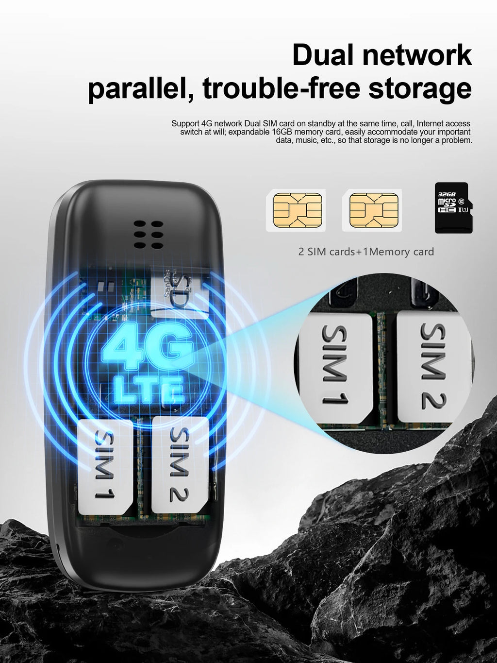 SERVO BM10 LTE 4G Mini Mobile Phone Dual SIM Standby Call Recording Speed Dial Blacklist Alarm Clock Small Feature Backup Phones