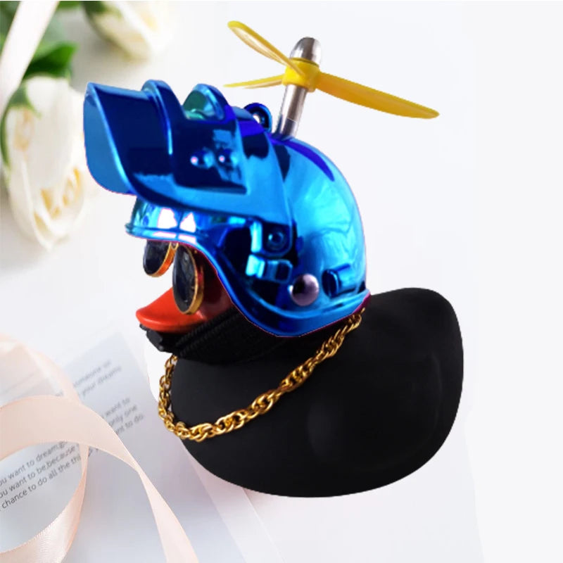 Broken Wind Rubber Duck Motor Accessories Yellow Duck with Helmet Auto Car Accessories Duck In The Car Car Interior Decoration