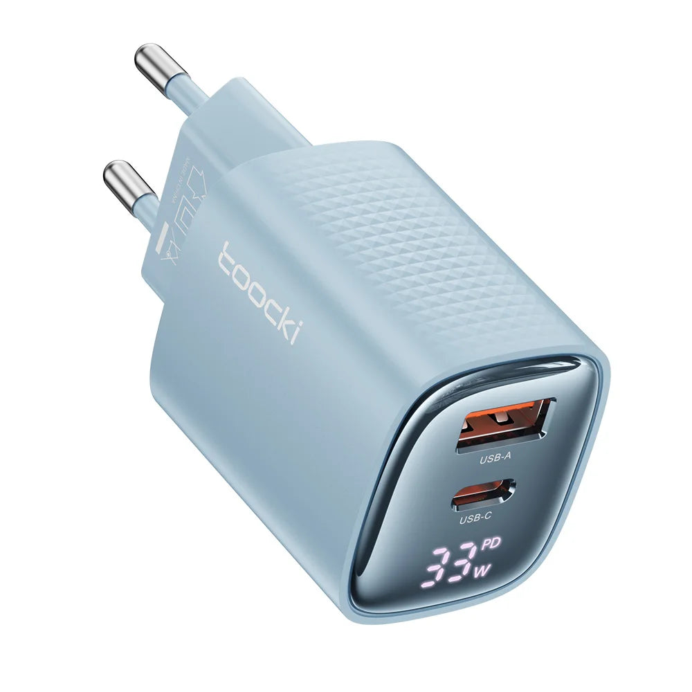 Toocki GaN USB Charger 33W Digital Display QC3.0 PD Fast Charger Type C for iPhone 15 14 13 Pro Max Smausng Xiaomi Honor POCO