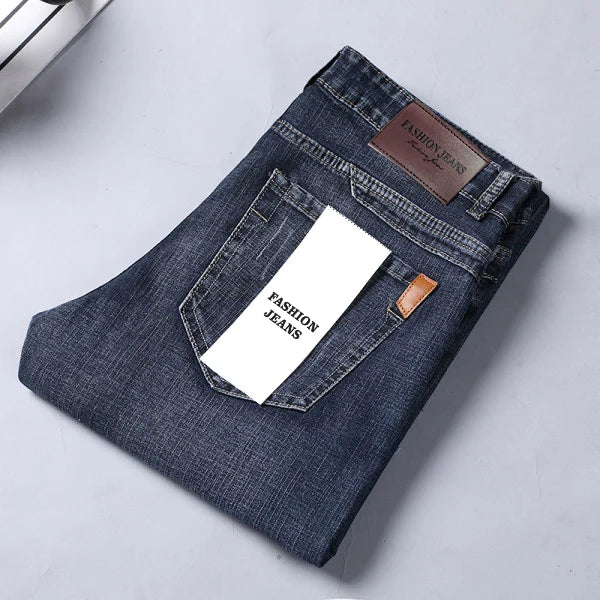 2026  Straight Regular Blue Slim Fit  Stretch Denim Trousers Spring Autumn Men Classic Jeans Business Fashion Men's Smart Jeans