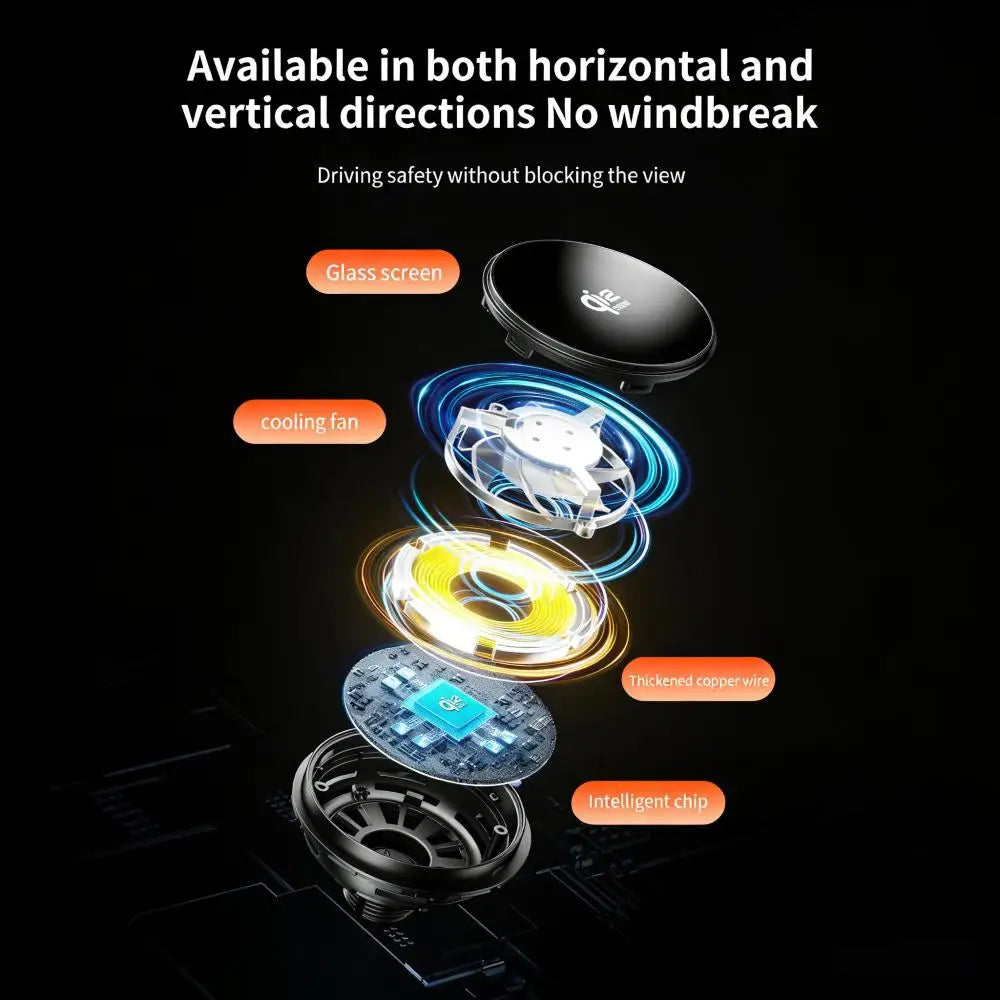25W Qi2 Magnetic Car Phone Charger Holder with RGB Light Air Vent Mount with Fast Charging & Cooling for iPhone 17 Pro Max