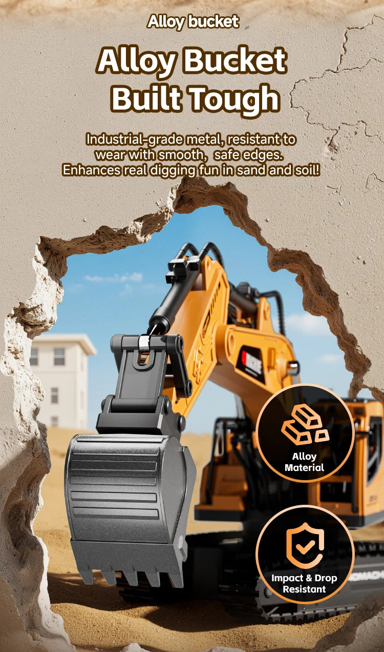 RC Excavator 14 Channel 3 IN 1 RC Engineering Car Remote Control Crawler Truck Alloy Excavator RC Model Car Toy Christmas Gift