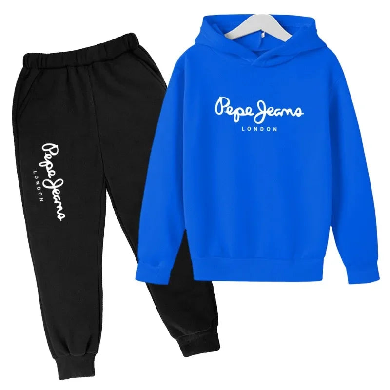 Leisure Letter Print 2pcs Hoodie+Pants Tracksuits 3-13 Years Boys Girls Spring Autumn Outfits Streetwears Children Clothes