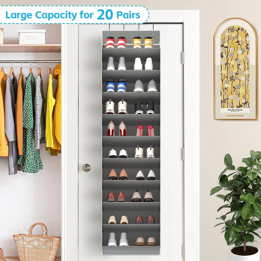 10 Tiers Large Over the Door Shoe Organizer Hanging Shoe Rack with Deep Pockets for Storage Door Storage Solution