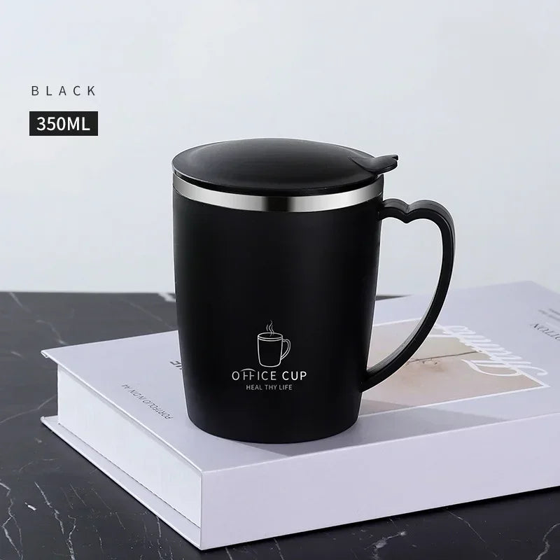 350ml 304 Stainless Steel Mugs Portable Thermal Water Bottle Thermos Mug Coffee Cup with Handle Leak-Proof Insulated Water Cups