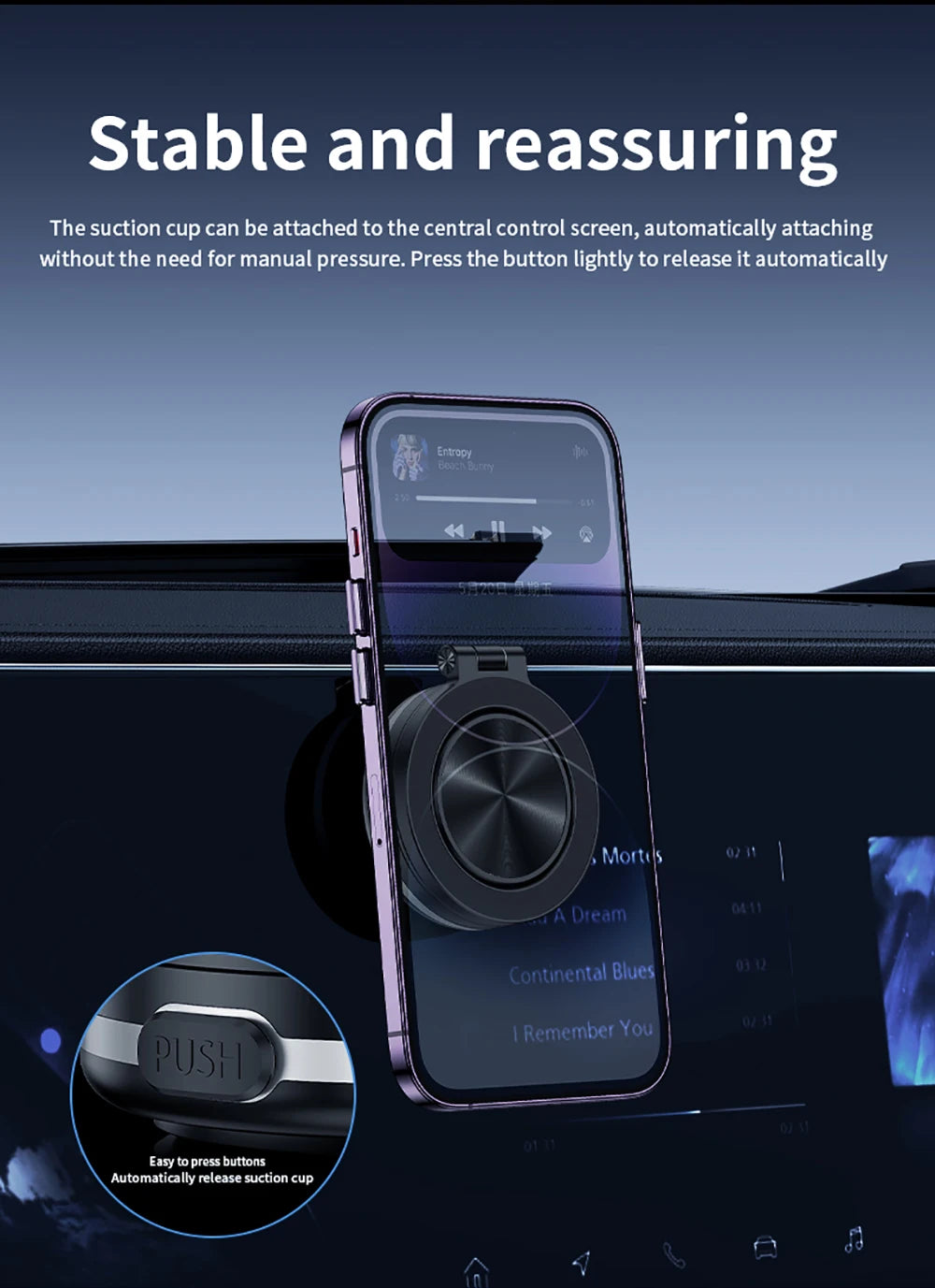 360°rotatable Car Magnetic Holder Intelligent Vacuum Adsorption Phone Stand Car Mount Windshield Magnetic Car Stable Bracket