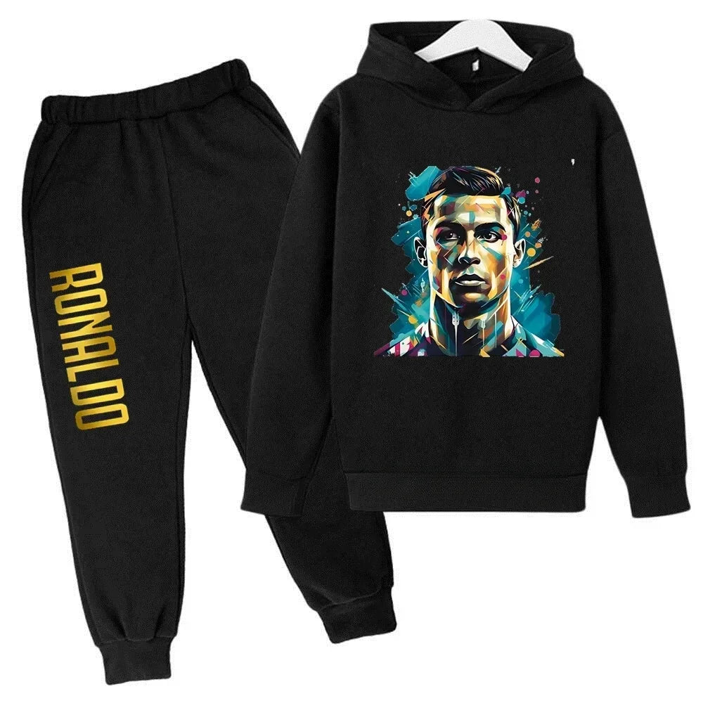 Ronaldo CR7 Print Football Idol Clothing Children Hoodie 2pcs Set Pants Suit Kids Boys Tracksuit Girls Clothing Sport Tracksuits