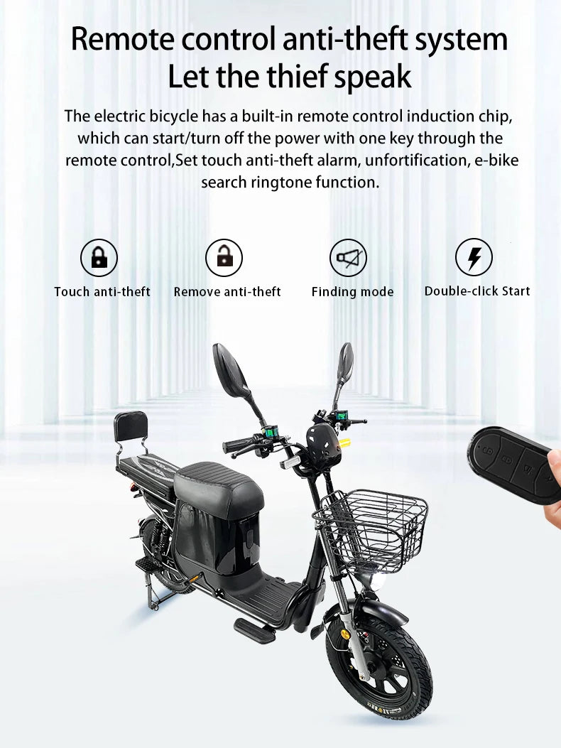 Electric Bike 16” Delivery Electric Bicycle Manufacture 800W 60V Lithium Battery Black E-bike