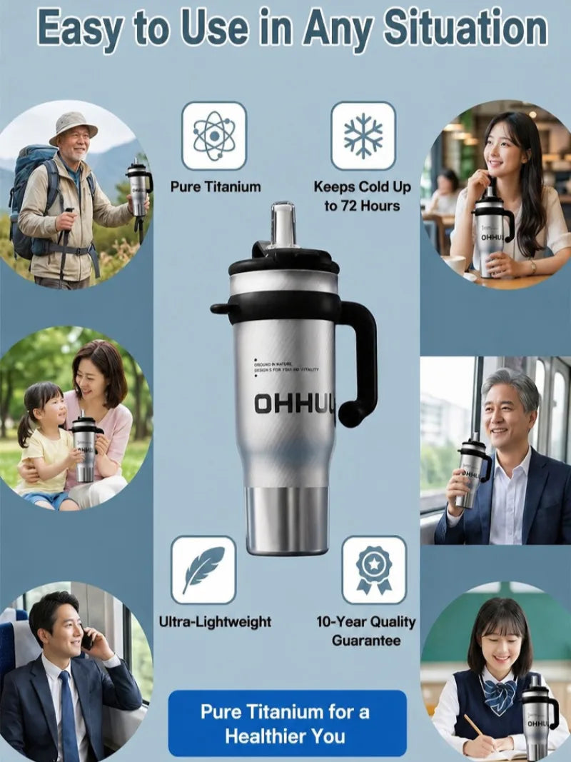 1200ml Vacuum Insulated Travel Mug 316 Stainless Steel Tumbler with Handle Straw Tea Infuser Double Lid Keep Cold Hot for Home
