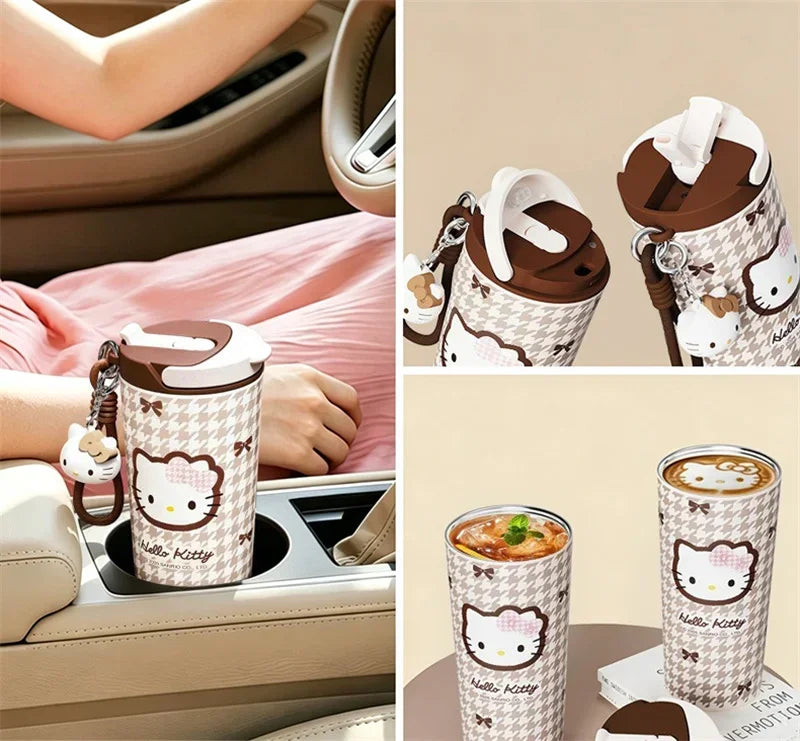 X&W Hello Kitty Insulated Cup Leak Proof 530-700ml with Pendant and Carrying Rope To Keep Office/Home Beverages Hot and Cold