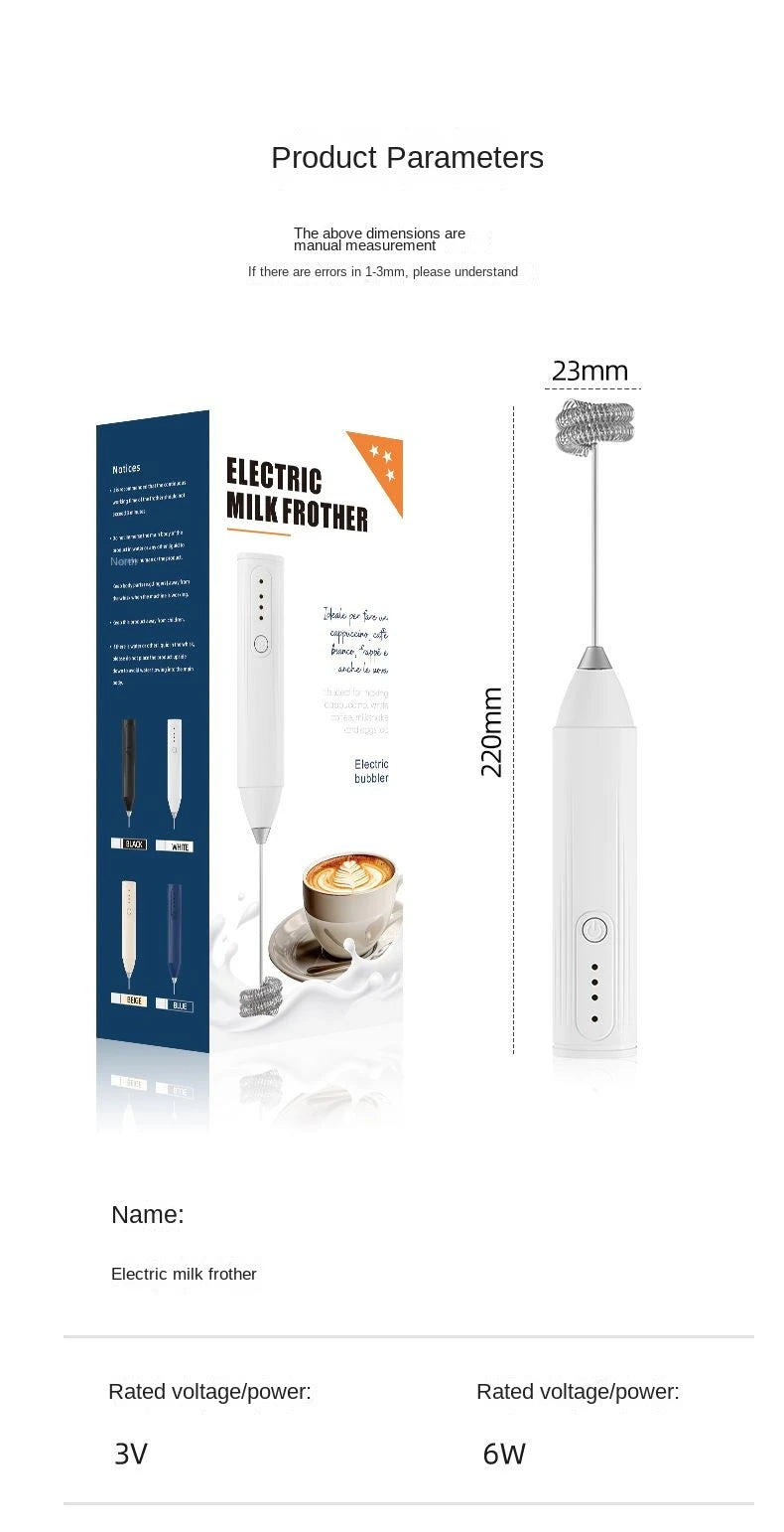 1 electric milk coffee mixer, egg beater, milk frother, 3-speed rechargeable handheld kitchen jam cake cream maker