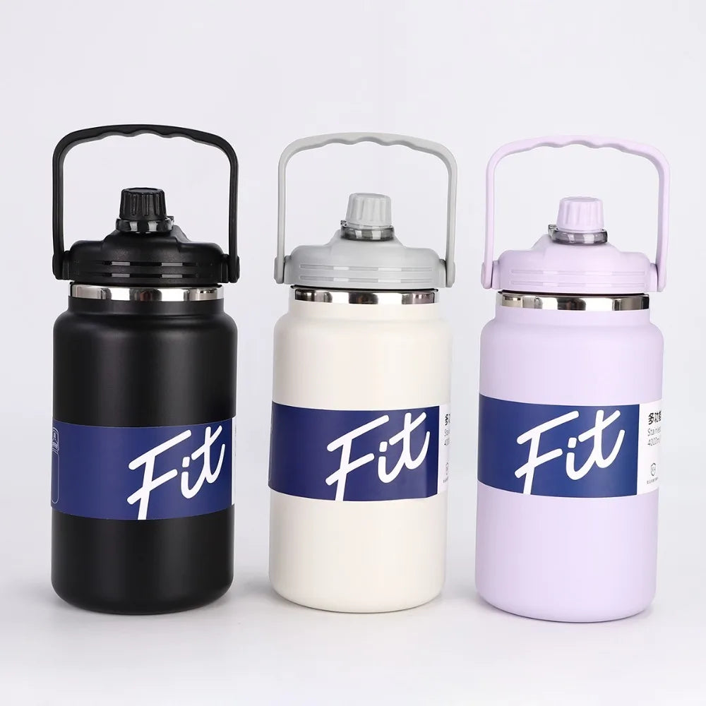 Stainless Steel Insulated Water Bottle 1.5/2/2.5L Large Capacity Sport Thermal Cup Fall-resistant with Straw Vacuum Flask