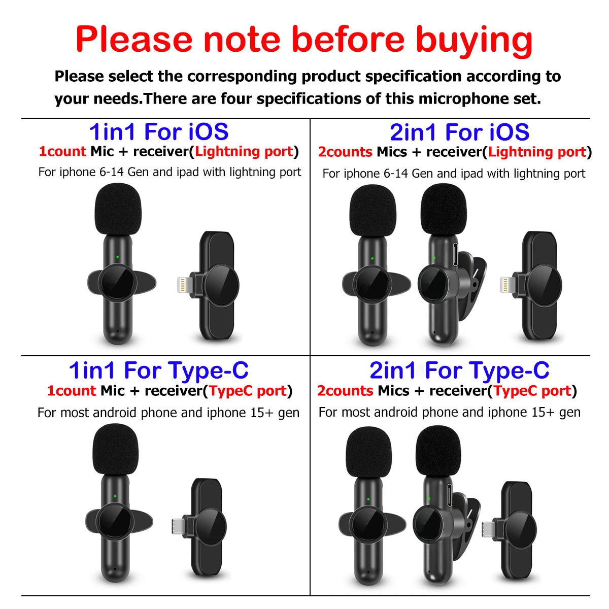 Wireless Lavalier Microphone With Windproof Cover Audio Video Recording Mini Mic For iPhone Android Mobile Phone Microphone