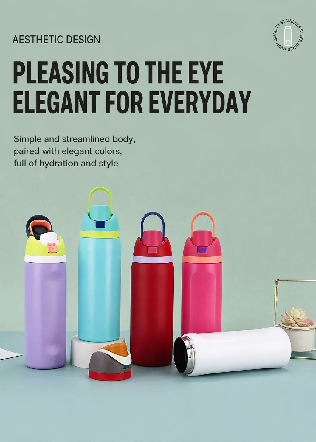 304 Stainless Steel Thermal Cup 480/710ML Leakproof Vacuum Insulated Bottle for Sports Travel Car Daily Drinking