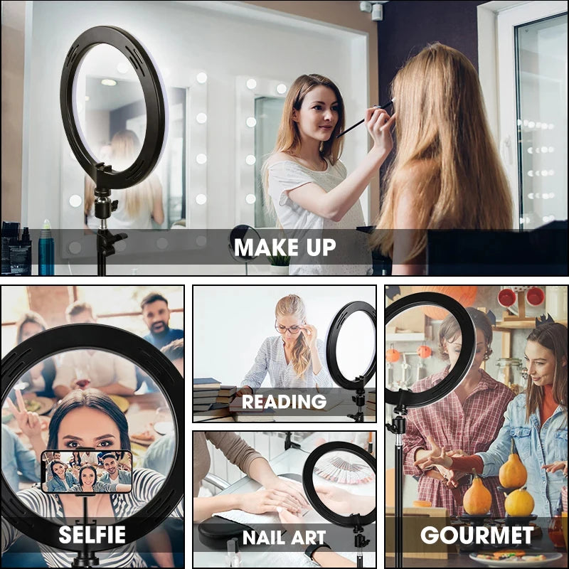 LED Selfie Ring Light Portable Photography 12 inch Fill Lighting Lamp With Tripod & Remote control For Youtube Tiktok Video Live