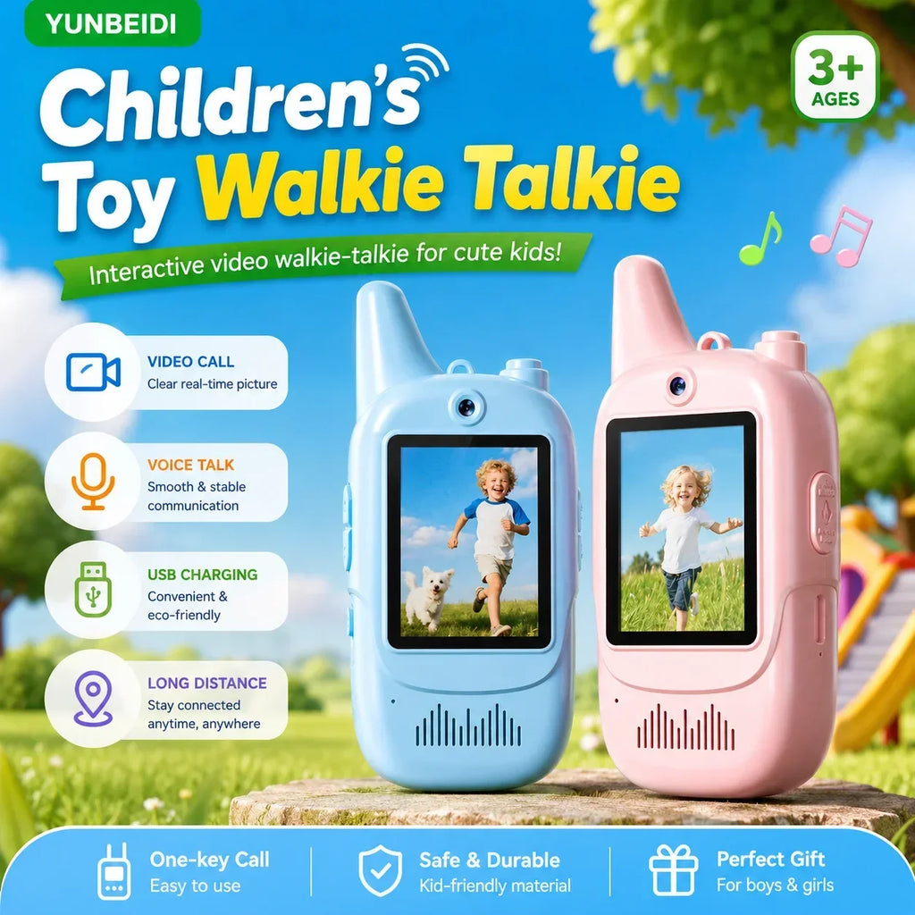 2PC Kids HD-Video Walkie Talkies 3 Styles Intercom USB Charging Indoor Outdoor Boys Girls Age 3+ for Child's Toys Birthday Gifts