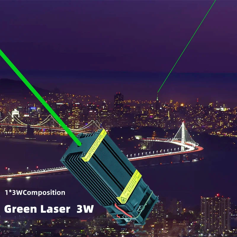 520nm 3 Green Laser Module Landmarks and Airport Bird Repelling BeamsAluminum Heating Dissipation For Parts Factorydirect Sales