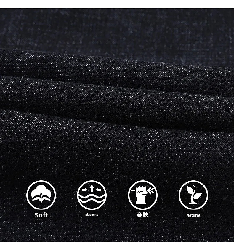 2026 Stretch Stretch Fashion Classic Blue Black Work  New Business Men's Jeans Casual StraightDenim Trousers Male Brand Clothing