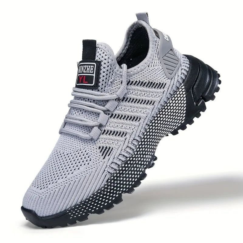 Mens All Season Breathable Mesh Sports Shoes Casual Stylish Non Slip EVA Sole Lace Up for Running Walking Outdoor Activities