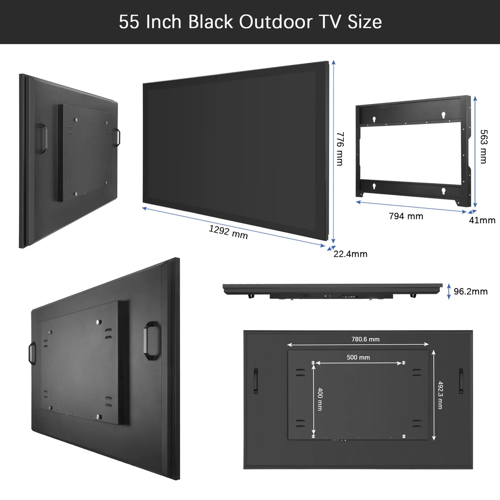 Soulaca 55-inch Waterproof Smart Android Outdoor TV 2000nits Full Sun TV 4K Dolby Atmos HDR 10 Weatherproof Television Support