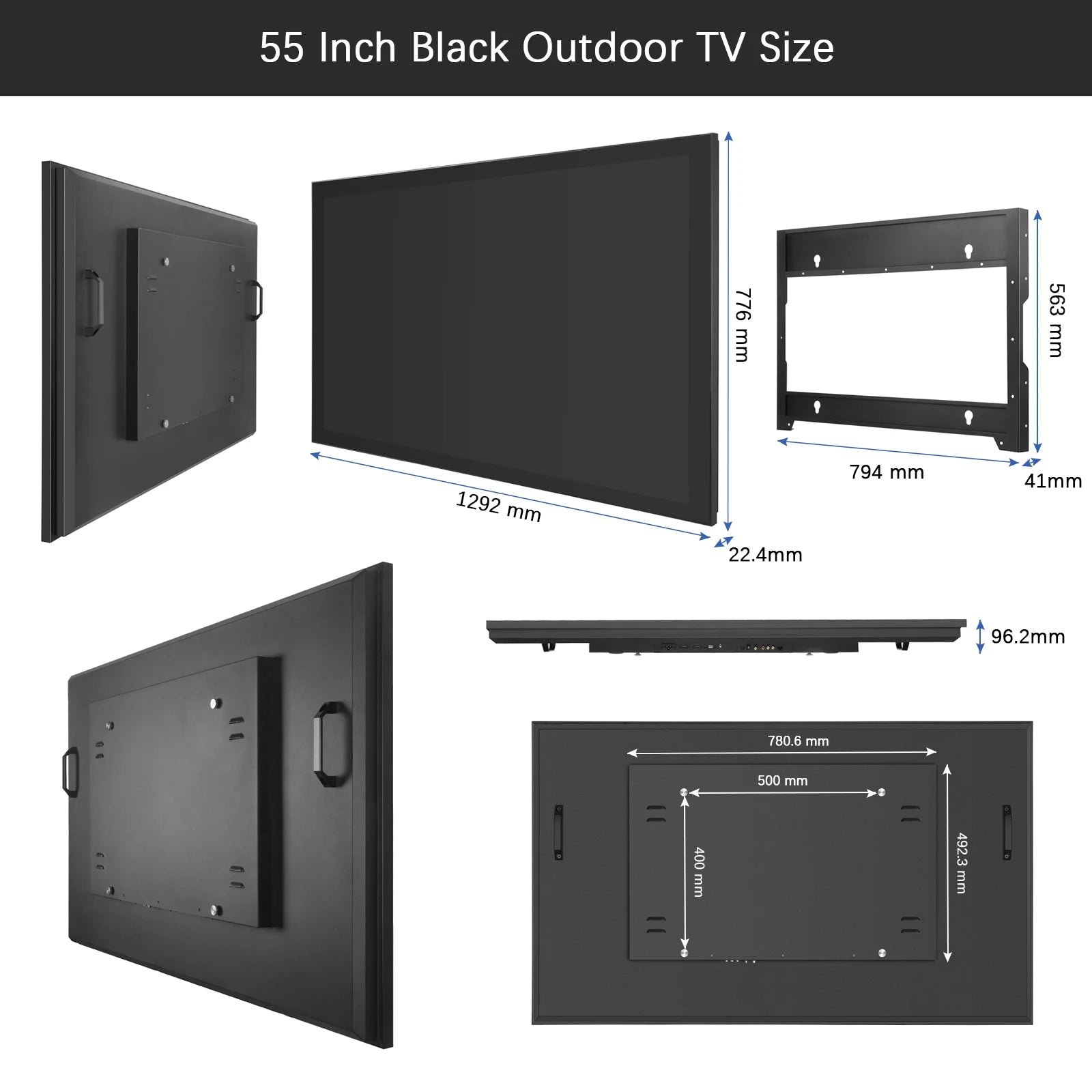 Soulaca 55-inch Waterproof Smart Android Outdoor TV 2000nits Full Sun TV 4K Dolby Atmos HDR 10 Weatherproof Television Support