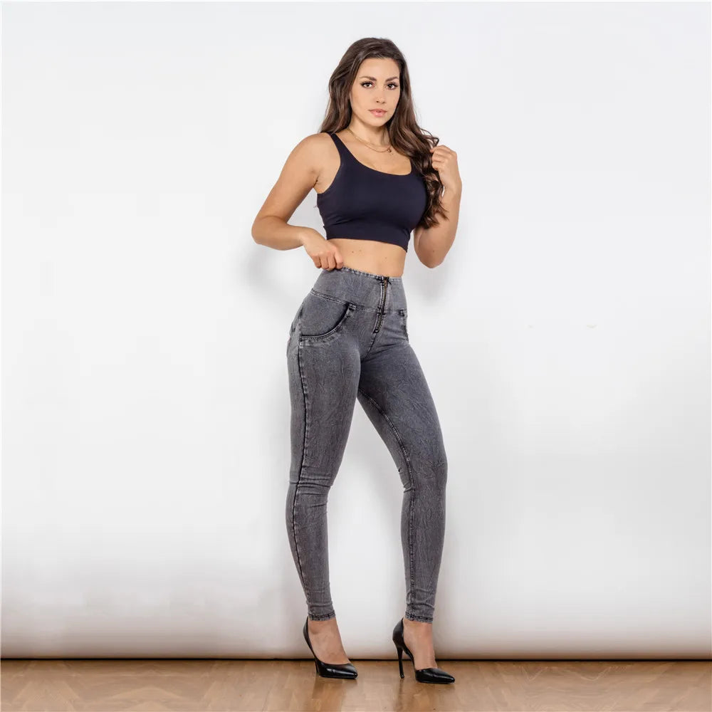 Shascullfites Melody Womens High Waisted Jeans Slim Fit Bum Lift Jean For Girls Push Up Stylish Full Length