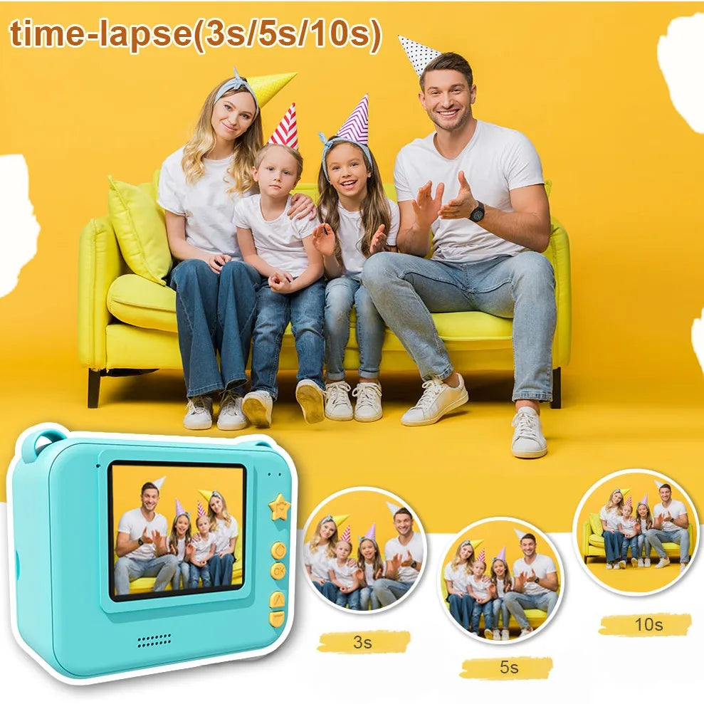 Kids Camera Instant Print 0 Ink Instant Print Photo - Christmas Birthday Gifts for Age 3-8 Girls Boys - Portable Toy