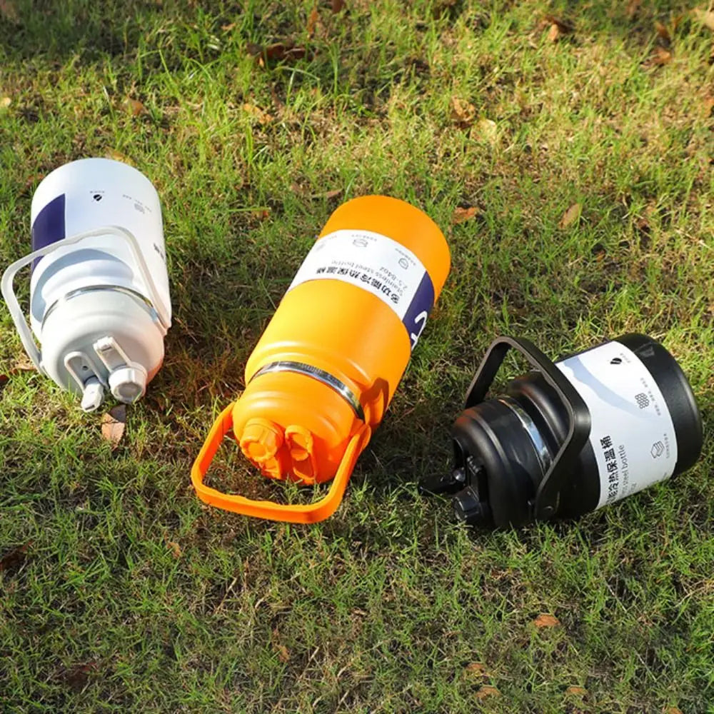 Stainless Steel Insulated Water Bottle 1.5/2/2.5L Large Capacity Sport Thermal Cup Fall-resistant with Straw Vacuum Flask