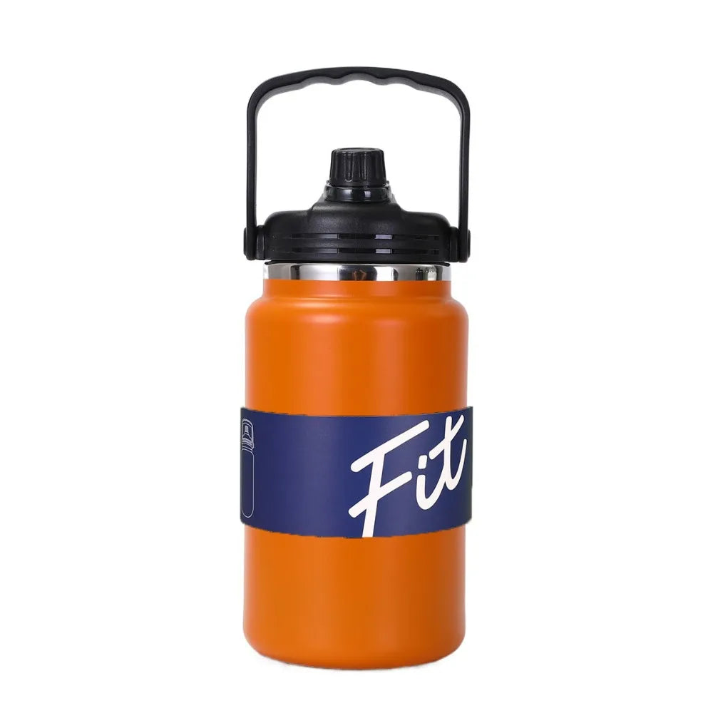 Stainless Steel Insulated Water Bottle 1.5/2/2.5L Large Capacity Sport Thermal Cup Fall-resistant with Straw Vacuum Flask