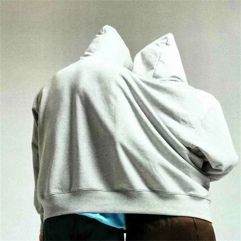 Mens Womens Two Person Ugly Hoodie Intimate  Loose Solid Sweatshirt One-Piece Couples Pullover Holiday Party Jumpers Tops
