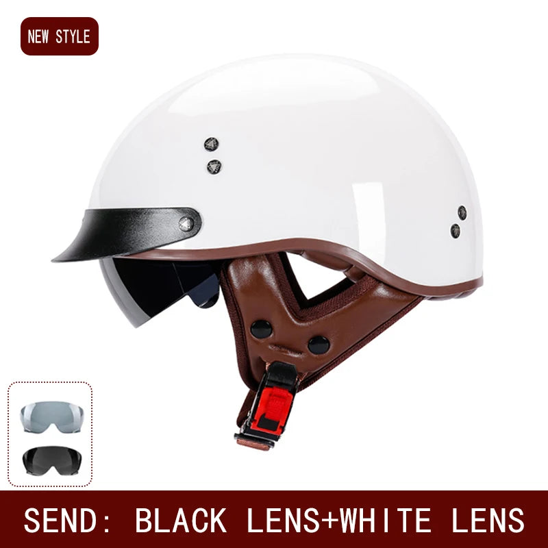 New Standard Electric Motorcycle Helmet Four Seasons Universal Retro Half Helmet Cruise Motorcycle Helmet for Men and Women