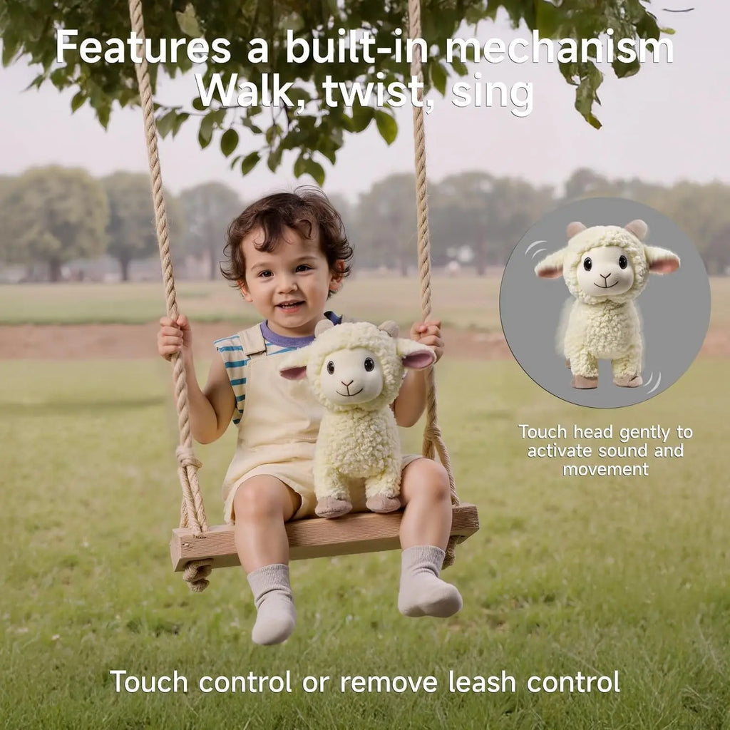Interactive Singing Walking Lamb Plush Toy - Soft Stuffed Animal with Leash! Electronic Pet for Babies & Toddlers, birthday Gift
