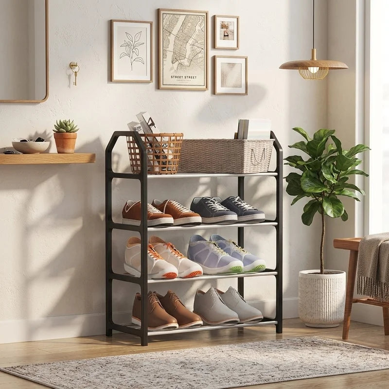 4 Floor Creative Shoe Rack Assembly Storage Cabinet Door Entryway Organizer for Shoes and Home Items